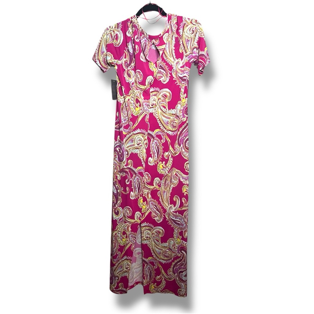 Vince Camuto women's printed elbow-sleeve maxi dress Size: Small - Picture 2 of 4